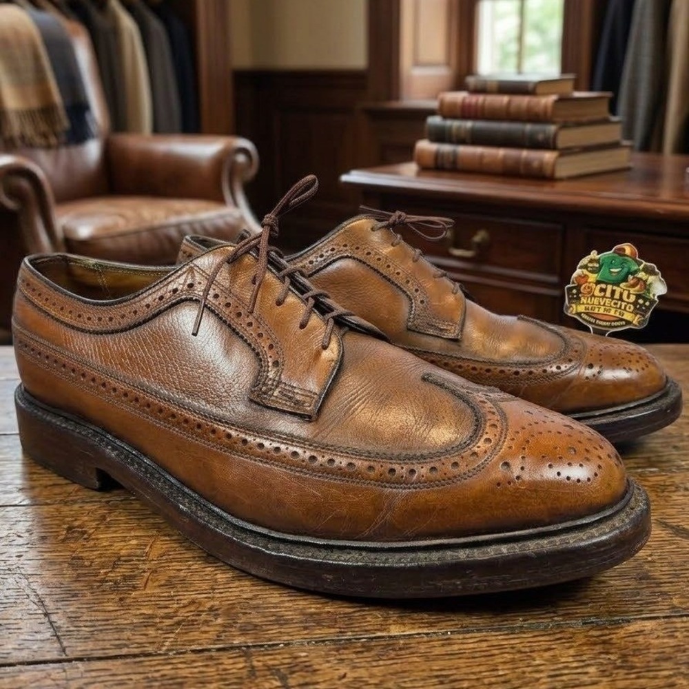 Florsheim Imperial Kenmoor 93602 Mens 9.5 E Pebble Grain Wingtip Derby Shoes